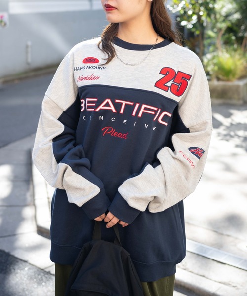 WEGO(ウィゴー)の「WEGO/レーシング刺繍スウェット(スウェット・レディース・ネイビー/パープル・FREE)」の3枚目の写真