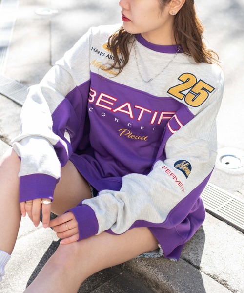 WEGO(ウィゴー)の「WEGO/レーシング刺繍スウェット(スウェット・レディース・ネイビー/パープル・FREE)」の9枚目の写真