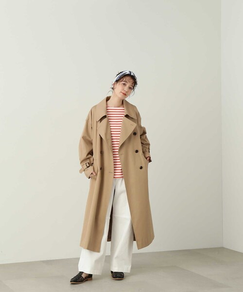 N.（N. Natural Beauty Basic）（エヌエヌナチュラルビューティーベーシック）の「【S Size Line】◆オーバーサイズツイルトレンチコート（トレンチコート・レディース・ベージュ/カーキ・SMALL/MEDIUM）」の12枚目の写真