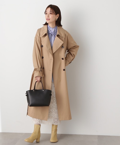 N.（N. Natural Beauty Basic）（エヌエヌナチュラルビューティーベーシック）の「【S Size Line】◆オーバーサイズツイルトレンチコート（トレンチコート・レディース・ベージュ/カーキ・SMALL/MEDIUM）」の3枚目の写真