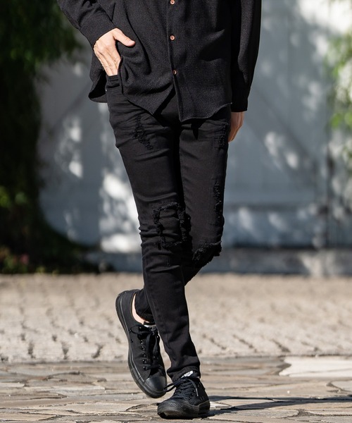 CAMBIO（カンビオ）の「mp10756-クラッシュスキニーデニムパンツ（デニムパンツ・メンズ・ホワイト/ブラック・L/LL/M）」の17枚目の写真