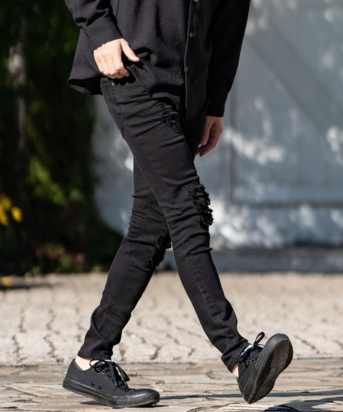 CAMBIO（カンビオ）の「mp10756-クラッシュスキニーデニムパンツ（デニムパンツ・メンズ・ホワイト/ブラック・L/LL/M）」の18枚目の写真