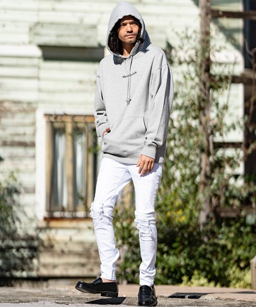 CAMBIO（カンビオ）の「mp10756-クラッシュスキニーデニムパンツ（デニムパンツ・メンズ・ホワイト/ブラック・L/LL/M）」の4枚目の写真