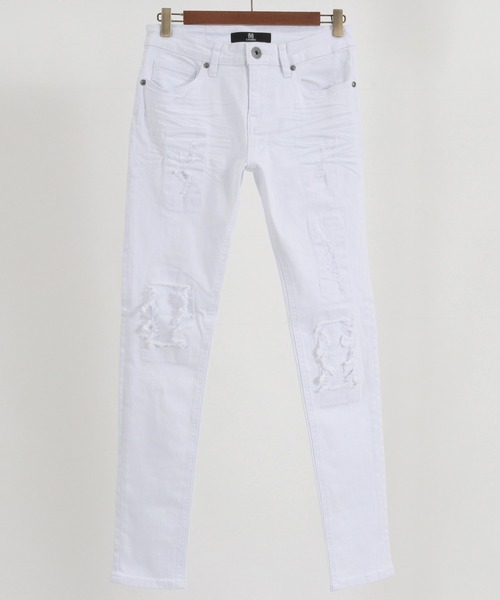 CAMBIO（カンビオ）の「mp10756-クラッシュスキニーデニムパンツ（デニムパンツ・メンズ・ホワイト/ブラック・L/LL/M）」の9枚目の写真