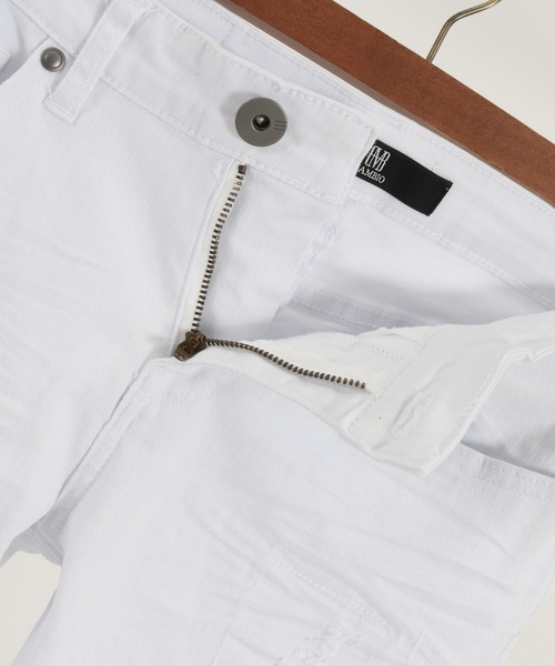 CAMBIO（カンビオ）の「mp10756-クラッシュスキニーデニムパンツ（デニムパンツ・メンズ・ホワイト/ブラック・L/LL/M）」の14枚目の写真