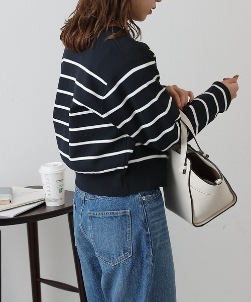 COLONY 2139（コロニートゥーワンスリーナイン）の「エステルヤーンボーダークロップドカーディガン（カーディガン/ボレロ・レディース・ホワイト/ホワイト系その他/ネイビー/ベージュ・FREE）」の15枚目の写真