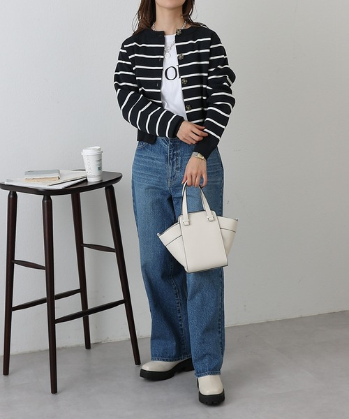 COLONY 2139（コロニートゥーワンスリーナイン）の「エステルヤーンボーダークロップドカーディガン（カーディガン/ボレロ・レディース・ホワイト/ホワイト系その他/ネイビー/ベージュ・FREE）」の18枚目の写真