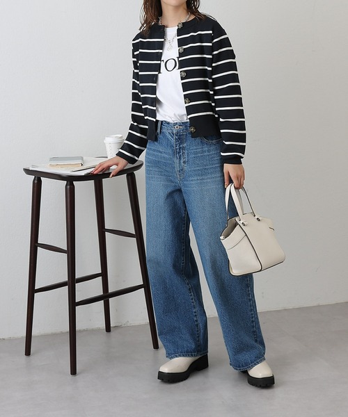 COLONY 2139（コロニートゥーワンスリーナイン）の「エステルヤーンボーダークロップドカーディガン（カーディガン/ボレロ・レディース・ホワイト/ホワイト系その他/ネイビー/ベージュ・FREE）」の17枚目の写真