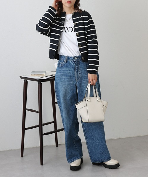 COLONY 2139（コロニートゥーワンスリーナイン）の「エステルヤーンボーダークロップドカーディガン（カーディガン/ボレロ・レディース・ホワイト/ホワイト系その他/ネイビー/ベージュ・FREE）」の20枚目の写真