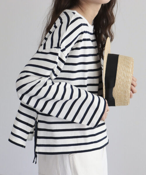 fredy emue（フレディエミュ）の「ボーダーサイドジッププルオーバーカットソー（Tシャツ/カットソー・レディース・ブルー系その他/ブルー系その他7/オレンジ系その他・38）」の2枚目の写真