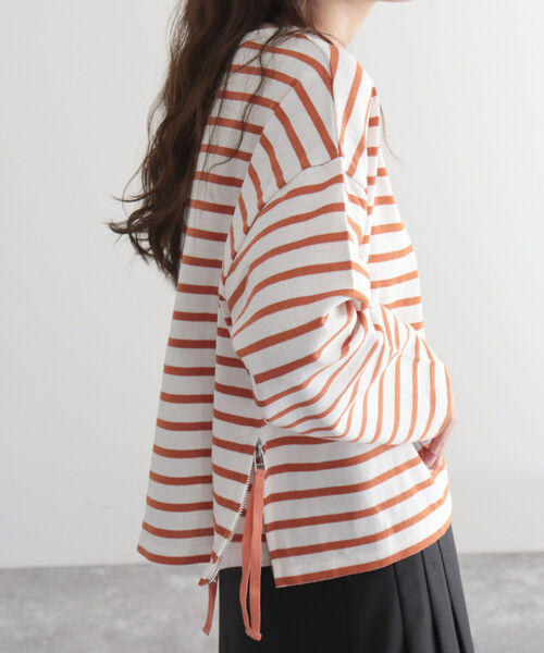 fredy emue（フレディエミュ）の「ボーダーサイドジッププルオーバーカットソー（Tシャツ/カットソー・レディース・ブルー系その他/ブルー系その他7/オレンジ系その他・38）」の7枚目の写真