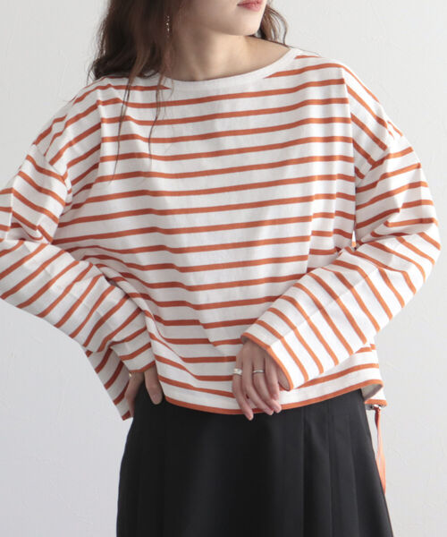 fredy emue（フレディエミュ）の「ボーダーサイドジッププルオーバーカットソー（Tシャツ/カットソー・レディース・ブルー系その他/ブルー系その他7/オレンジ系その他・38）」の8枚目の写真