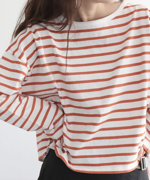 fredy emue（フレディエミュ）の「ボーダーサイドジッププルオーバーカットソー（Tシャツ/カットソー・レディース・ブルー系その他/ブルー系その他7/オレンジ系その他・38）」の9枚目の写真