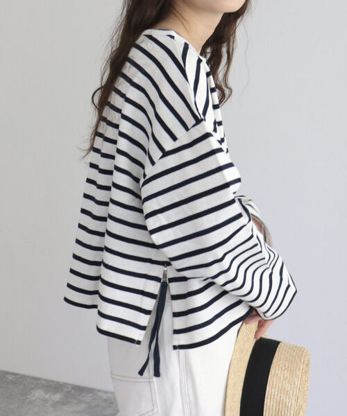 fredy emue（フレディエミュ）の「ボーダーサイドジッププルオーバーカットソー（Tシャツ/カットソー・レディース・ブルー系その他/ブルー系その他7/オレンジ系その他・38）」の14枚目の写真