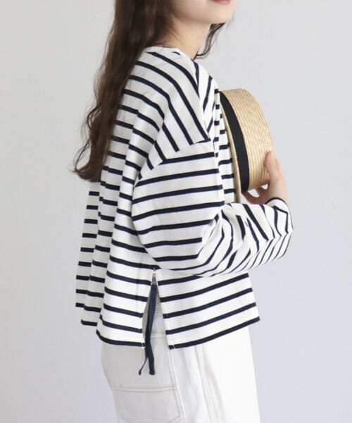 fredy emue（フレディエミュ）の「ボーダーサイドジッププルオーバーカットソー（Tシャツ/カットソー・レディース・ブルー系その他/ブルー系その他7/オレンジ系その他・38）」の15枚目の写真