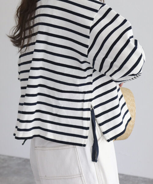 fredy emue（フレディエミュ）の「ボーダーサイドジッププルオーバーカットソー（Tシャツ/カットソー・レディース・ブルー系その他/ブルー系その他7/オレンジ系その他・38）」の17枚目の写真