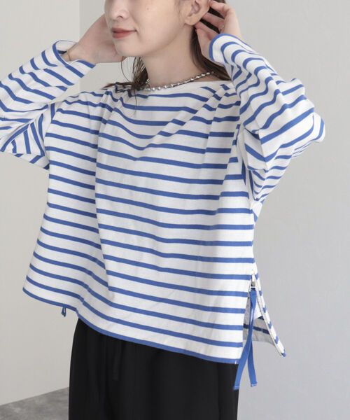 fredy emue（フレディエミュ）の「ボーダーサイドジッププルオーバーカットソー（Tシャツ/カットソー・レディース・ブルー系その他/ブルー系その他7/オレンジ系その他・38）」の21枚目の写真