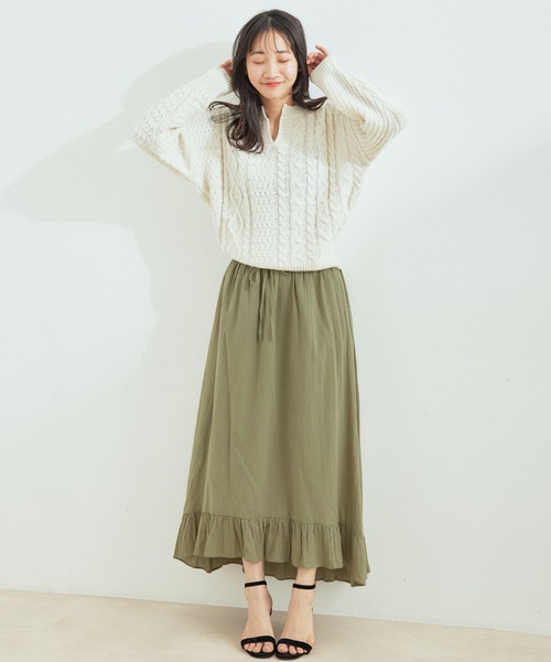 Jayro(ジャイロ)の「綿ローン裾切替スカート(スカート・レディース・グリーン/ベージュ/ダークブラウン・M)」の20枚目の写真