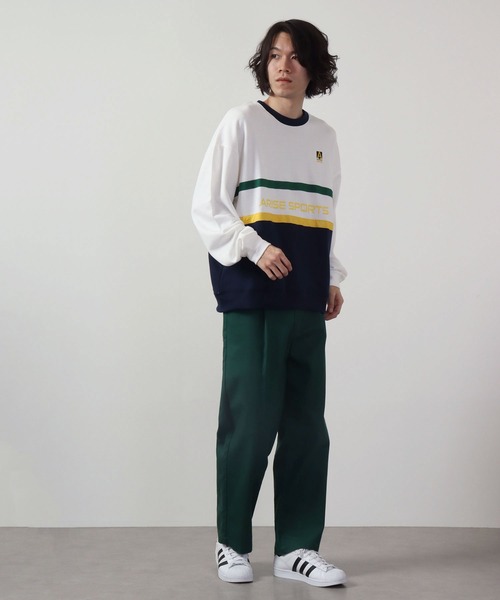 MODISH GAZE(モディシュガゼ)の「MODISH GAZE 裏毛 クルーネック 長袖 スウェット バイカラー切替(スウェット・メンズ・ネイビー/ブラック/オフホワイト・M/L)」の9枚目の写真