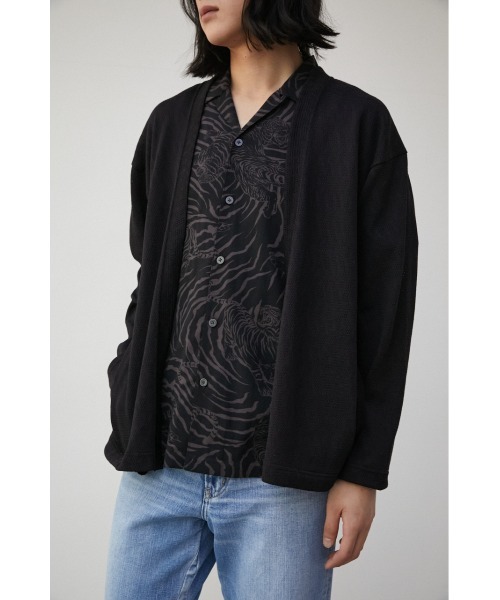 AZUL by moussy（アズールバイマウジー）の「SHEER CUT TOPPER/シアーカットトッパー（カーディガン/ボレロ・メンズ・ライトグレー/ブラック・MEDIUM/LARGE）」の2枚目の写真