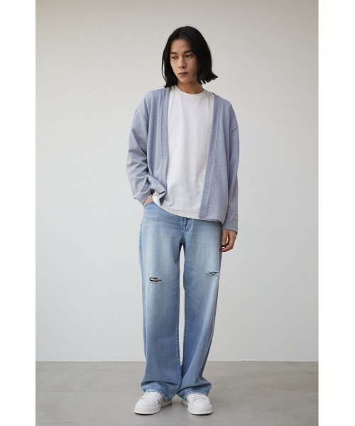 AZUL by moussy（アズールバイマウジー）の「SHEER CUT TOPPER/シアーカットトッパー（カーディガン/ボレロ・メンズ・ライトグレー/ブラック・MEDIUM/LARGE）」の8枚目の写真