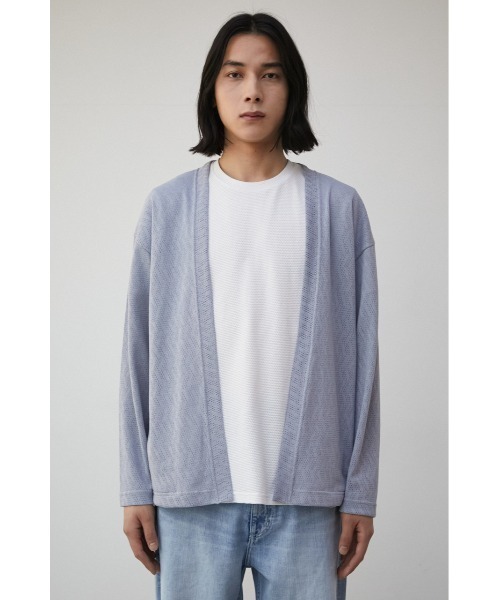 AZUL by moussy（アズールバイマウジー）の「SHEER CUT TOPPER/シアーカットトッパー（カーディガン/ボレロ・メンズ・ライトグレー/ブラック・MEDIUM/LARGE）」の4枚目の写真