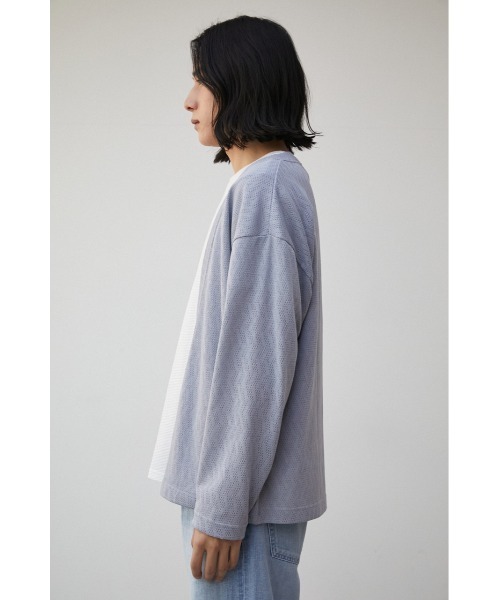 AZUL by moussy（アズールバイマウジー）の「SHEER CUT TOPPER/シアーカットトッパー（カーディガン/ボレロ・メンズ・ライトグレー/ブラック・MEDIUM/LARGE）」の10枚目の写真