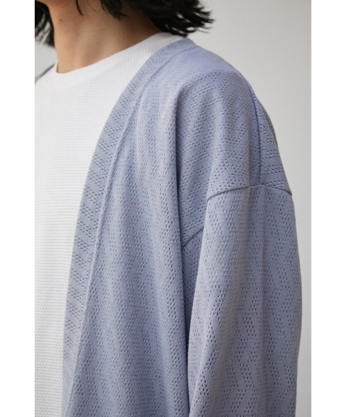 AZUL by moussy（アズールバイマウジー）の「SHEER CUT TOPPER/シアーカットトッパー（カーディガン/ボレロ・メンズ・ライトグレー/ブラック・MEDIUM/LARGE）」の6枚目の写真