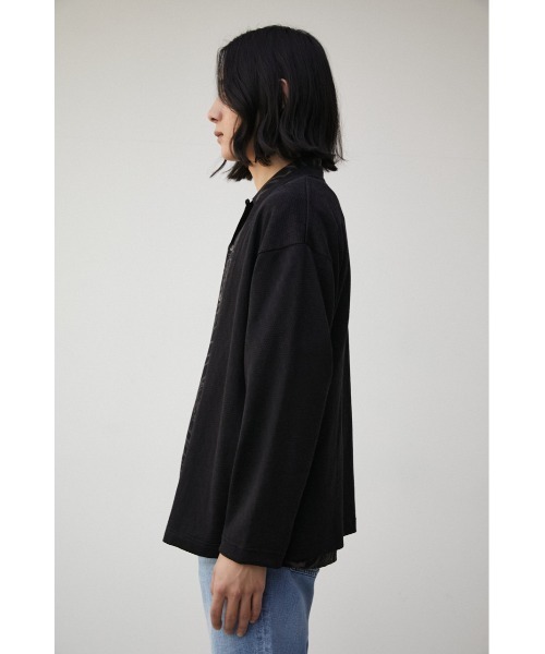 AZUL by moussy（アズールバイマウジー）の「SHEER CUT TOPPER/シアーカットトッパー（カーディガン/ボレロ・メンズ・ライトグレー/ブラック・MEDIUM/LARGE）」の3枚目の写真