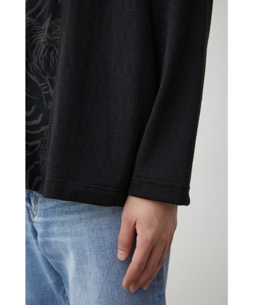 AZUL by moussy（アズールバイマウジー）の「SHEER CUT TOPPER/シアーカットトッパー（カーディガン/ボレロ・メンズ・ライトグレー/ブラック・MEDIUM/LARGE）」の5枚目の写真