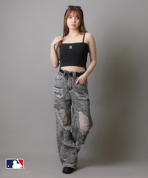 MLB(メジャーリーグベースボール)の「【MLB/メジャーリーグベースボール】カップ付きベアトップキャミソール(キャミソール・レディース・ダークグリーン/ホワイト×ブルー/ホワイト×ブラック/ブラック/オートミール/グレー・ONESIZE)」の14枚目の写真