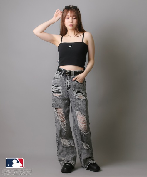 MLB(メジャーリーグベースボール)の「【MLB/メジャーリーグベースボール】カップ付きベアトップキャミソール(キャミソール・レディース・ダークグリーン/ホワイト×ブルー/ホワイト×ブラック/ブラック/オートミール/グレー・ONESIZE)」の15枚目の写真