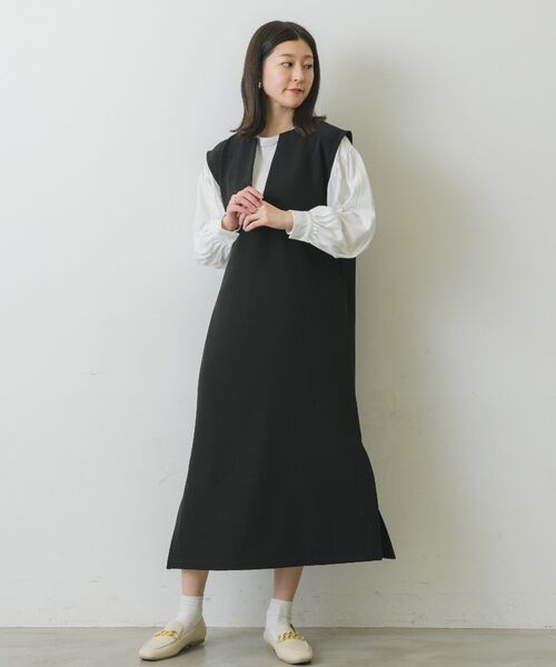 RETRO GIRL(レトロガール)の「キーネックOPセット(ワンピース・レディース・ブラック/ベージュ/グリーン・FREE)」の4枚目の写真