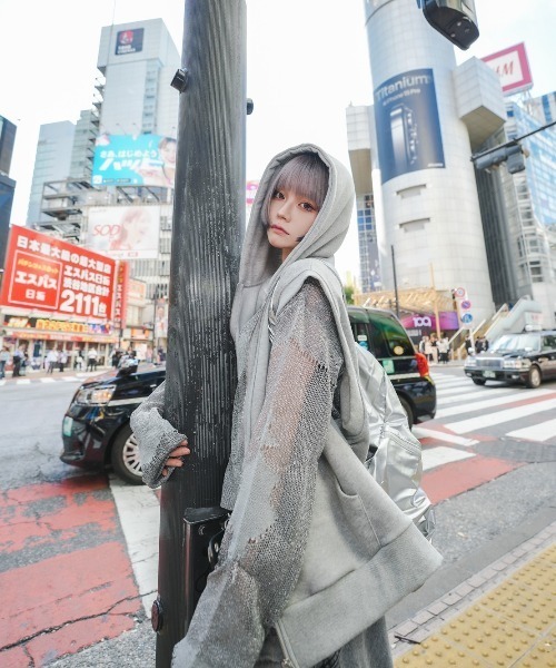 XU(エックスユー)の「ストリートファッション XU エックスユー sleeveless zip hoodie オーバーサイズ ジップパーカー オーバーサイズパーカー パーカー 袖なし(パーカー・メンズ・ブラック/グレー・ONE SIZE)」の10枚目の写真