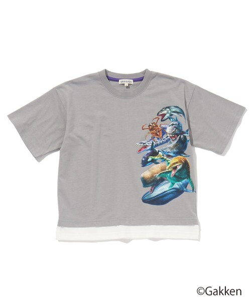 SHOO・LA・RUE（シューラルー）の「◆【最強王図鑑×SHOO・LA・RUE】裾レイヤードTシャツ（Tシャツ/カットソー・キッズ・パープル系/グレー/ブラック/イエロー・14/11/13/12）」の2枚目の写真