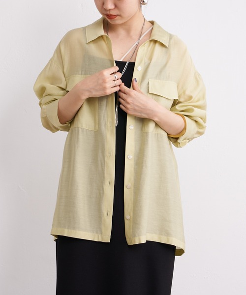 Omekashi(オメカシ)の「シアーボックスシャツ(シャツ/ブラウス・レディース・ブラック/オフホワイト/ライム/ピンク/ブルー・FREE)」の7枚目の写真