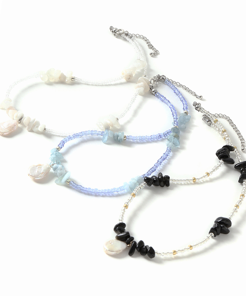 Casselini（キャセリーニ）の「別注【Casselini/キャセリーニ】サザレネックレス（ネックレス・レディース・ブルー/ブラック系その他/ホワイト・FREE）」の3枚目の写真