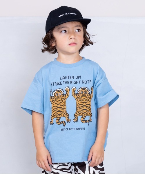 Life Support Products（ライフサポートプロダクツ）の「半袖プリントTee(80～150cm)（Tシャツ/カットソー・キッズ・チャコール/モカ/ダークブルー/マスタード/オレンジ/モスグリーン/ライトピンク/アイボリー/ブルー/オフホワイト・80/90/95/100/110/120/130/140/150）」の8枚目の写真