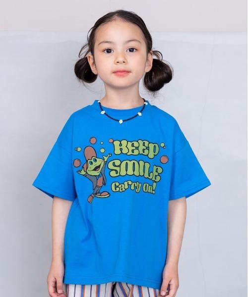 Life Support Products（ライフサポートプロダクツ）の「半袖プリントTee(80～150cm)（Tシャツ/カットソー・キッズ・チャコール/モカ/ダークブルー/マスタード/オレンジ/モスグリーン/ライトピンク/アイボリー/ブルー/オフホワイト・80/90/95/100/110/120/130/140/150）」の7枚目の写真