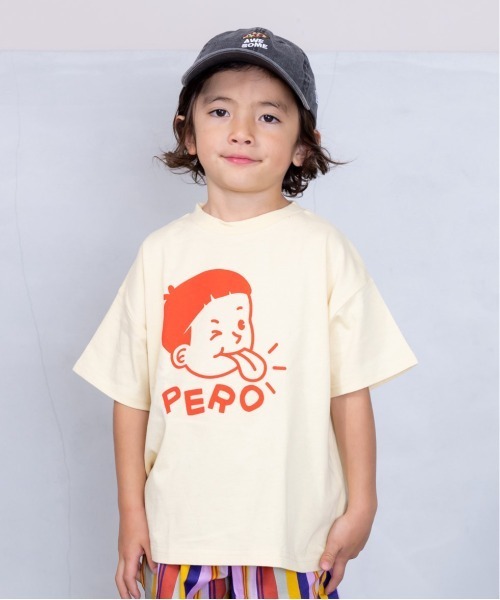 Life Support Products（ライフサポートプロダクツ）の「半袖プリントTee(80～150cm)（Tシャツ/カットソー・キッズ・チャコール/モカ/ダークブルー/マスタード/オレンジ/モスグリーン/ライトピンク/アイボリー/ブルー/オフホワイト・80/90/95/100/110/120/130/140/150）」の3枚目の写真