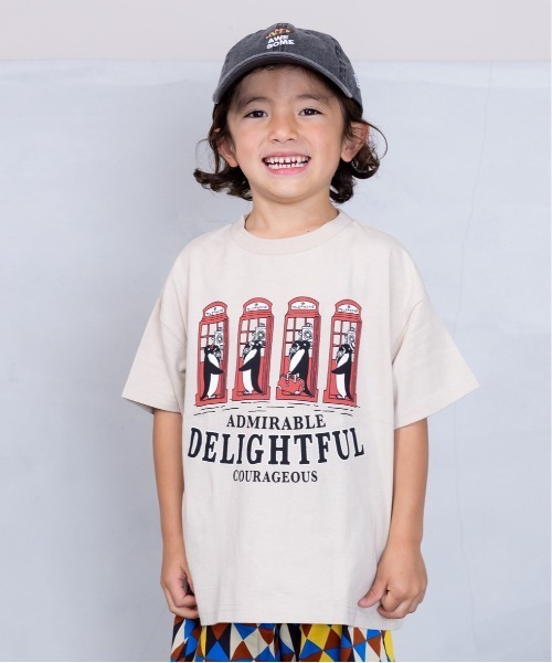 Life Support Products（ライフサポートプロダクツ）の「半袖プリントTee(80～150cm)（Tシャツ/カットソー・キッズ・チャコール/モカ/ダークブルー/マスタード/オレンジ/モスグリーン/ライトピンク/アイボリー/ブルー/オフホワイト・80/90/95/100/110/120/130/140/150）」の5枚目の写真