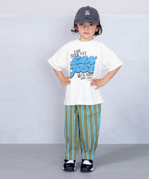 Life Support Products（ライフサポートプロダクツ）の「半袖プリントTee(80～150cm)（Tシャツ/カットソー・キッズ・チャコール/モカ/ダークブルー/マスタード/オレンジ/モスグリーン/ライトピンク/アイボリー/ブルー/オフホワイト・80/90/95/100/110/120/130/140/150）」の13枚目の写真