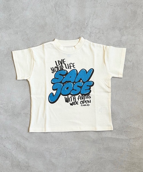 Life Support Products（ライフサポートプロダクツ）の「半袖プリントTee(80～150cm)（Tシャツ/カットソー・キッズ・チャコール/モカ/ダークブルー/マスタード/オレンジ/モスグリーン/ライトピンク/アイボリー/ブルー/オフホワイト・80/90/95/100/110/120/130/140/150）」の22枚目の写真