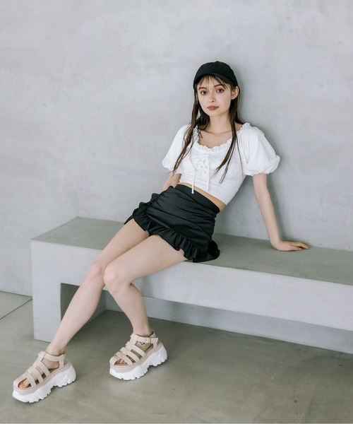 OLIVE des OLIVE(オリーブデオリーブ)の「レースアップ2ピースswim wear 1031180120(水着・レディース・オフホワイト/サックスブルー・FREE)」の6枚目の写真