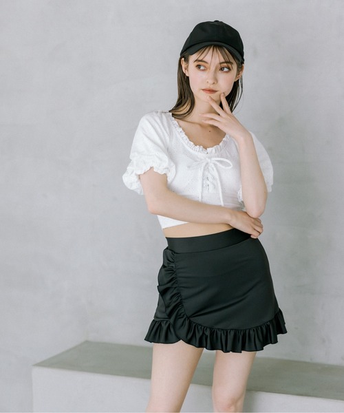 OLIVE des OLIVE(オリーブデオリーブ)の「レースアップ2ピースswim wear 1031180120(水着・レディース・オフホワイト/サックスブルー・FREE)」の10枚目の写真