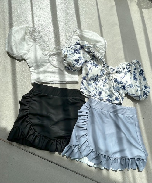 OLIVE des OLIVE(オリーブデオリーブ)の「レースアップ2ピースswim wear 1031180120(水着・レディース・オフホワイト/サックスブルー・FREE)」の3枚目の写真