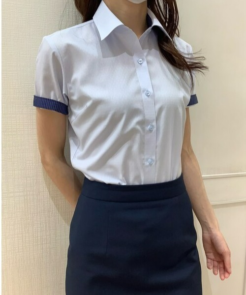 TOKYO SHIRTS(トウキョウシャツ)の「形態安定ノーアイロン レギュラー衿 半袖ビジネスワイシャツ(ビジネスシャツ・レディース・ライトブルー・M/L/XS/S/LL/XL)」の9枚目の写真