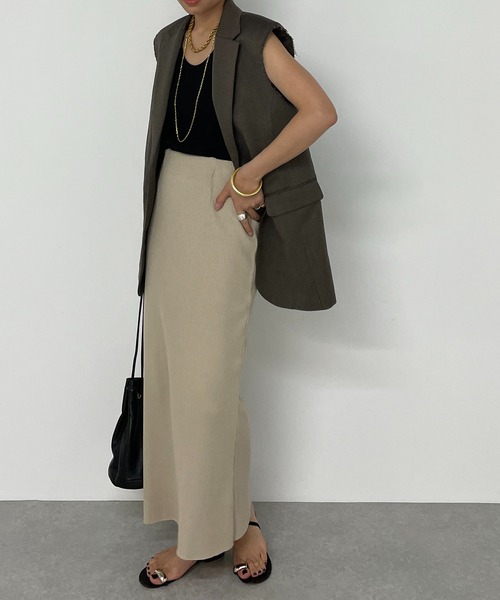 LOUNGEDRESS（ラウンジドレス）の「カットセミフレアスカート（スカート・レディース・アイボリー/ブラック・FREE）」の8枚目の写真