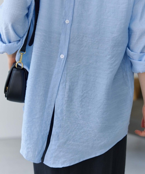 Edit Sheen(エディットシーン)の「バックボタンシアーシャツ(シャツ/ブラウス・レディース・ブルー/ホワイト/ベージュ・M)」の4枚目の写真