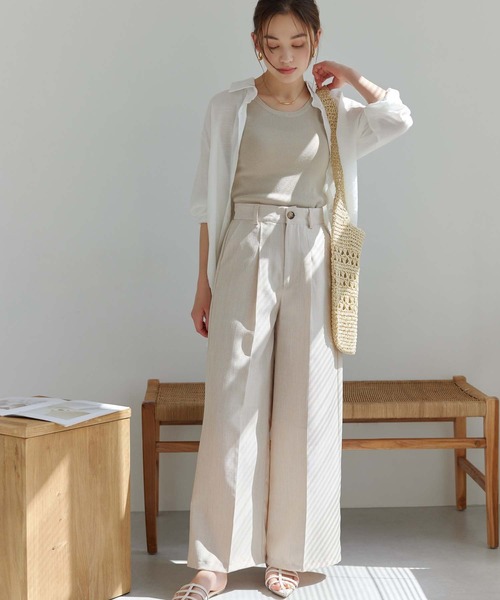 Edit Sheen(エディットシーン)の「バックボタンシアーシャツ(シャツ/ブラウス・レディース・ブルー/ホワイト/ベージュ・M)」の6枚目の写真